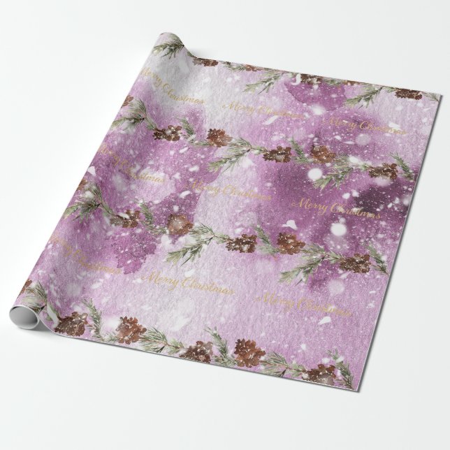 Cadeau Papier d'emballage violet de noël (Déroulé)