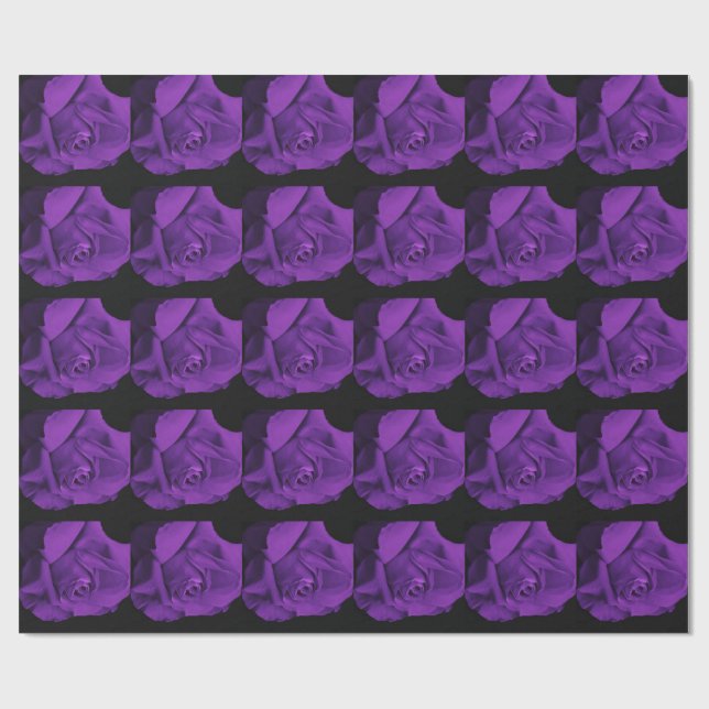 Cadeau Papier d'emballage violet Rose de la Saint-Valenti (Plat)