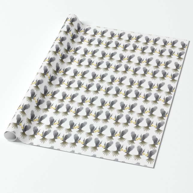 Cadeau Papier d'emballage volant de perroquets gris de (Déroulé)