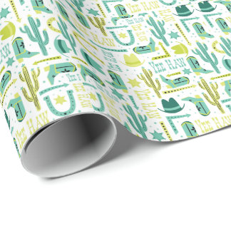 Cadeau Papier d'emballage Western Rétro | Turquoise & Lim