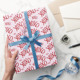 Cadeau Papier d'emballage XOXO rouge rose Saint Valentin