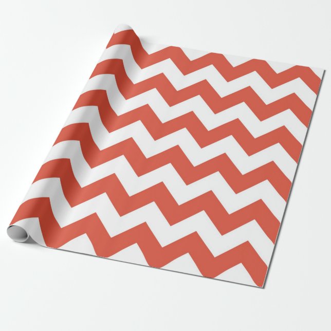 Cadeau Papier d'emballage Zigzag orange et blanc (Déroulé)