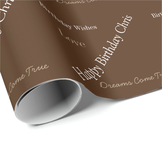 Cadeau Papier d'enlèvement d'anniversaire Brown Nom perso (Coin rond)