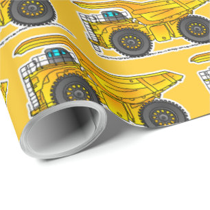 Cadeau Papier d'enlèvement de camion à vidange jaune, D