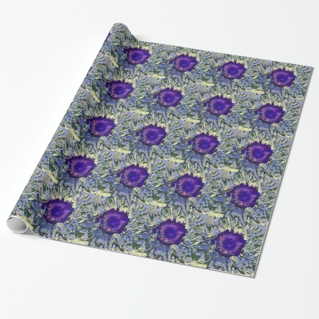 Cadeau Papier d'enlèvement de fleurs violettes (Déroulé)