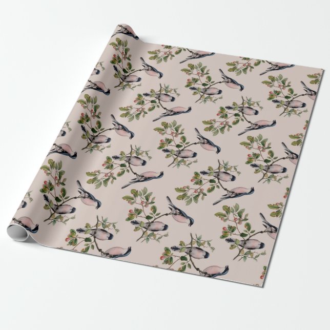 Cadeau Papier d'enlèvement d'oiseaux vintages (Déroulé)