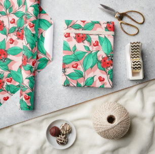 Cadeau Papier d'enrobage d'aquarelle Ladybugs
