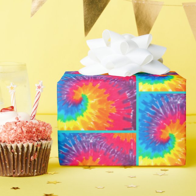 Cadeau Papier d'enrobage de carreaux de teinture psychédé (Fête d'anniversaire)