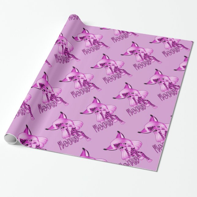 Cadeau Papier d'enrobage de chats de moût rose pâle (Déroulé)