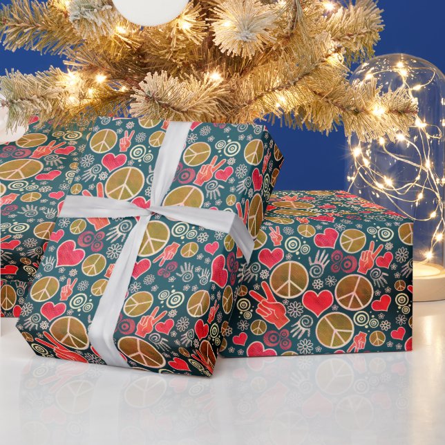 Cadeau Papier d'enrobage de conception des signes de paix (Vacances)