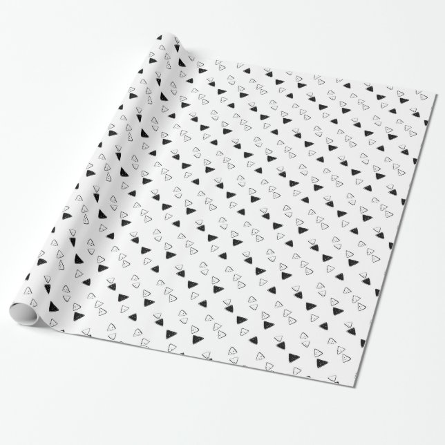 Cadeau Papier d'enrobage de conception Triangles noir et  (Déroulé)