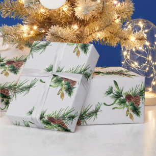 Cadeau Papier d'enrobage de cône de pin et de branches À