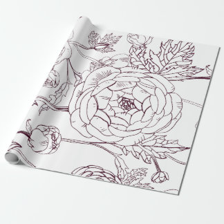 Cadeau Papier d'enrobage de contour de fleur | Luxueux Ma