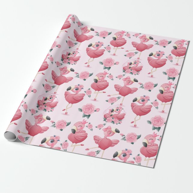 Cadeau Papier d'enrobage de Flamant rose (Déroulé)