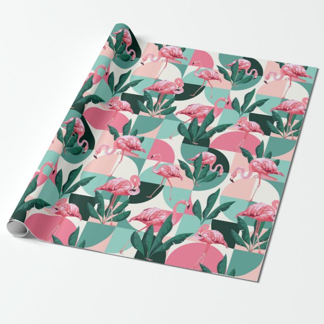Cadeau Papier d'enrobage de Flamant rose (Déroulé)