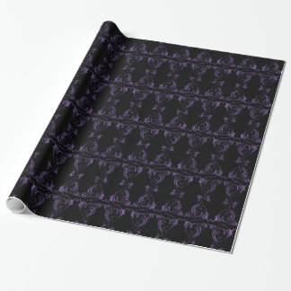 Cadeau Papier d'enrobage de goth en damas violet