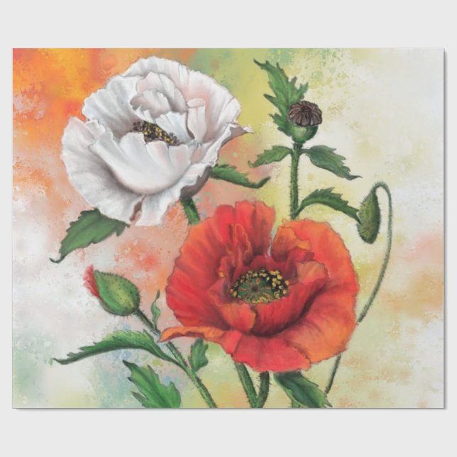 Cadeau Papier d'enrobage de pavots (Plat)