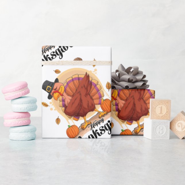 Cadeau Papier d'enrobage de typographie de bon thanksgivi (Baby Shower)