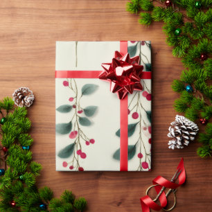 Cadeau Papier d'enrobage Festive Red Berry Aquarelle Ho