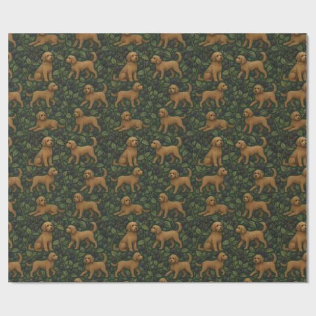 Cadeau Papier d'enrobage Labradoodle et Blackberry (Plat)