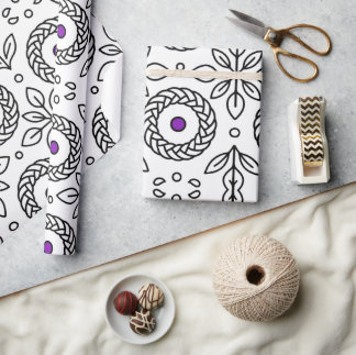 Cadeau Papier d'enrobage mandala et feuille motif tressé