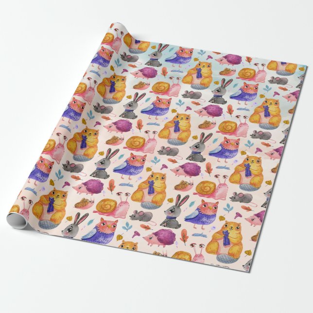 Cadeau Papier d'enrobage mignon des critères forestiers (Déroulé)