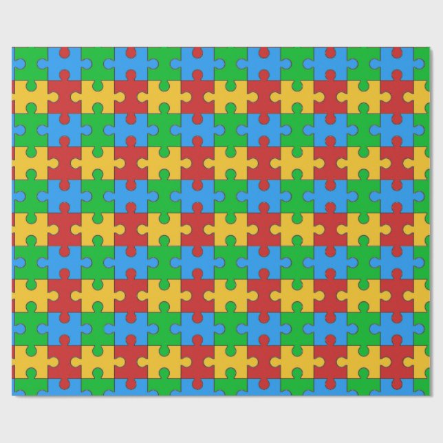 Cadeau Papier d'enrobage Motif de puzzle coloré (Plat)
