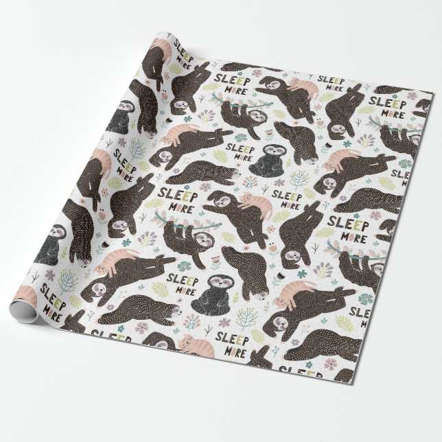 Cadeau Papier d'enrobage Motif Sloth (Déroulé)