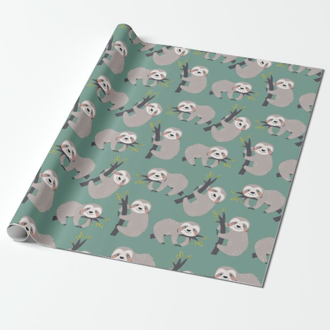 Cadeau Papier d'enrobage Motif Sloth (Déroulé)