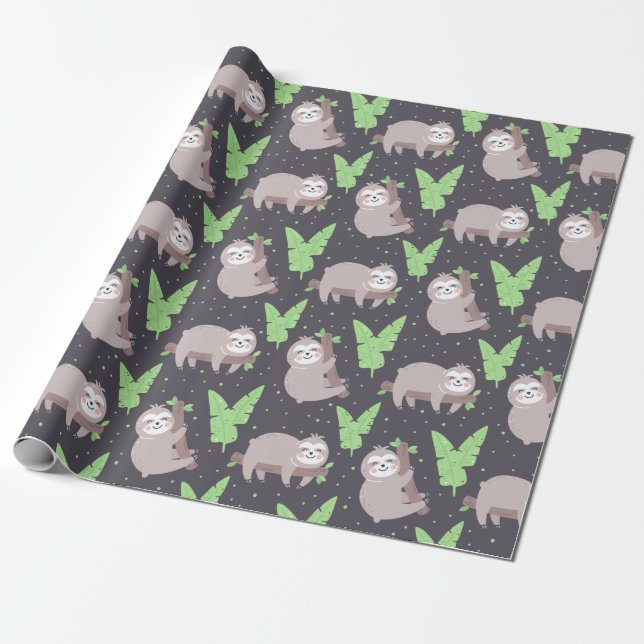 Cadeau Papier d'enrobage Motif Sloth (Déroulé)