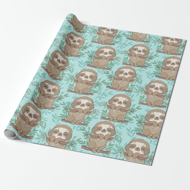 Cadeau Papier d'enrobage Motif Sloth (Déroulé)