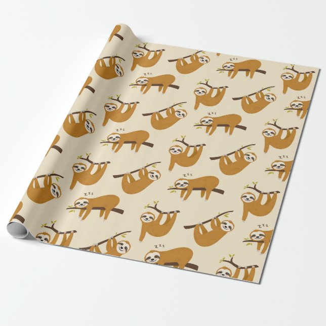 Cadeau Papier d'enrobage Motif Sloth (Déroulé)