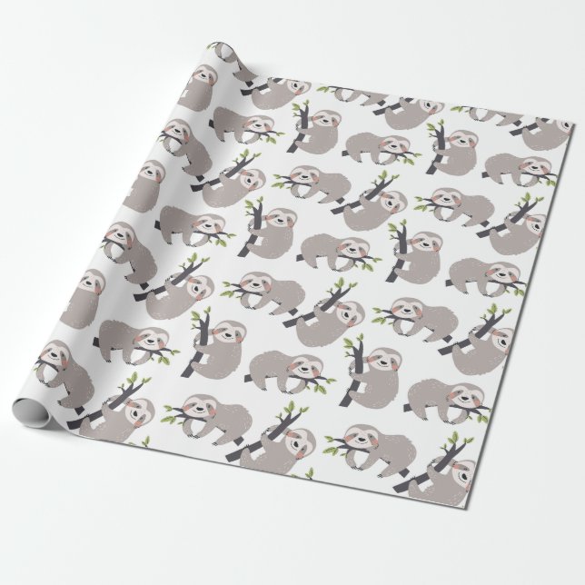 Cadeau Papier d'enrobage Motif Sloth (Déroulé)
