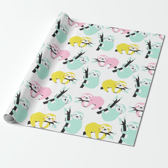 Cadeau Papier d'enrobage Motif Sloth (Déroulé)