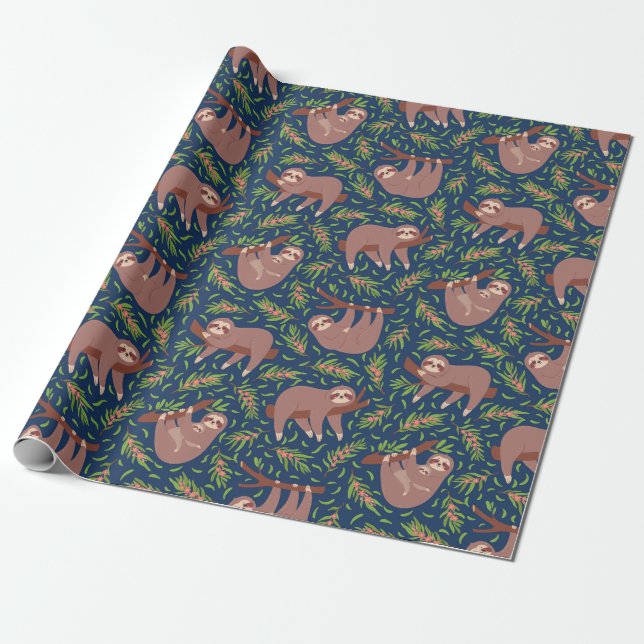 Cadeau Papier d'enrobage Motif Sloth (Déroulé)