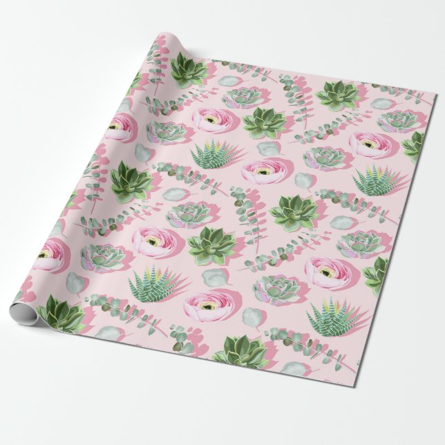 Cadeau Papier d'enrobage motif Succulent (Déroulé)