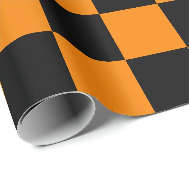 Cadeau Papier d'enrobage noir et orange extra gros (Coin rond)