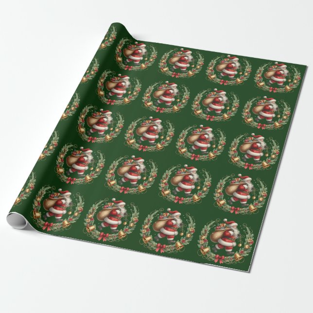 Cadeau Papier d'enrobage Père Noël vintage (Déroulé)