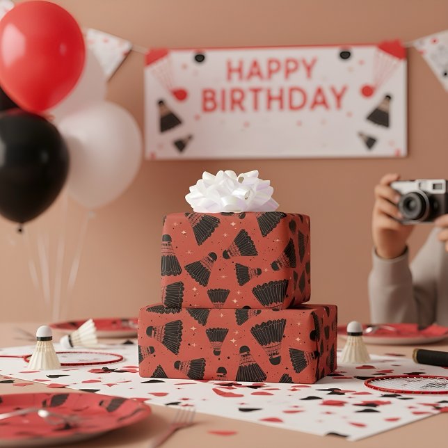Cadeau Papier d'enrobage rouge de choc spatial (Créateur téléchargé)