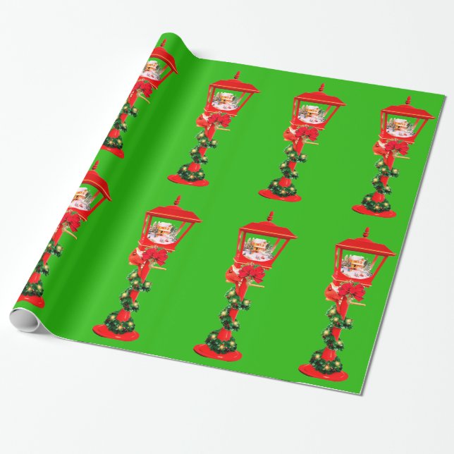 Cadeau Papier d'enrobage rouge de la lampe de Noël (Déroulé)