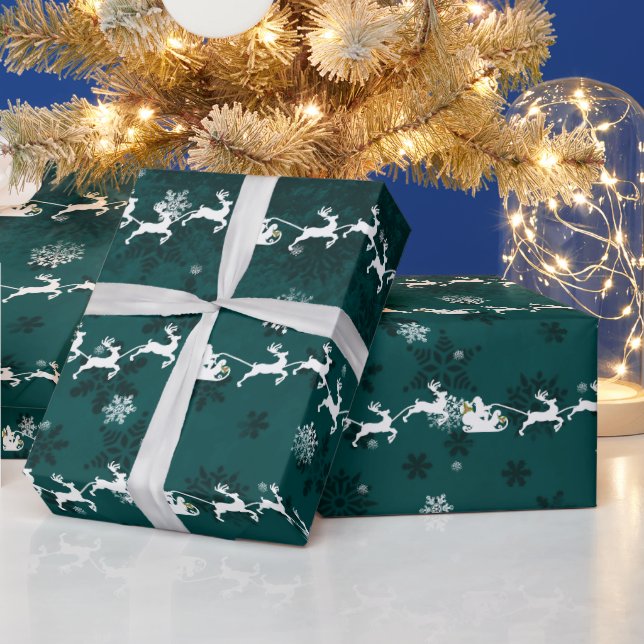 Cadeau Papier d'enrobage turquoise Père Noël (Vacances)