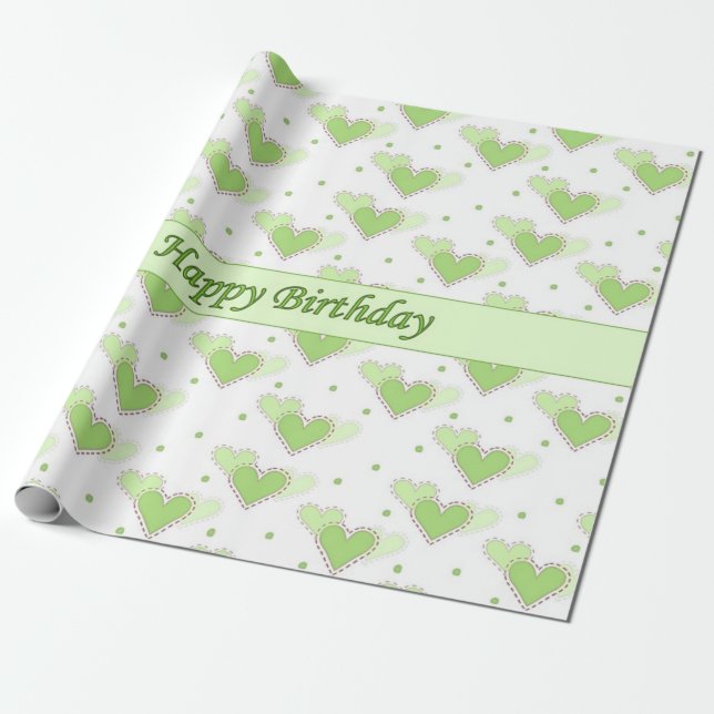 Cadeau Papier d'enveloppe de coeurs de vert de menthe de (Déroulé)