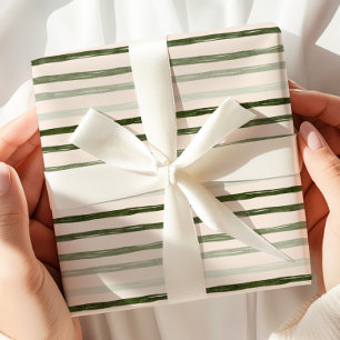 Cadeau Papier d'enveloppement à bande verte aquarelle