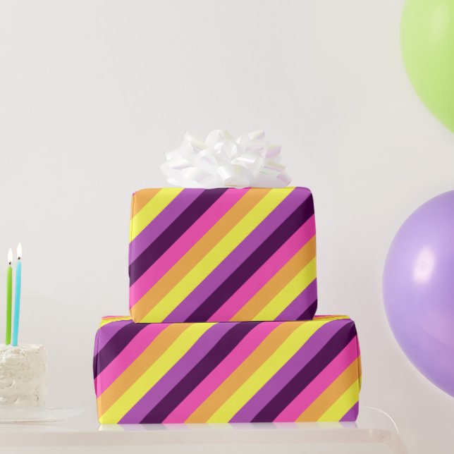 Cadeau Papier d'enveloppement à bandes rétro violettes ro (Cadeaux de fête)