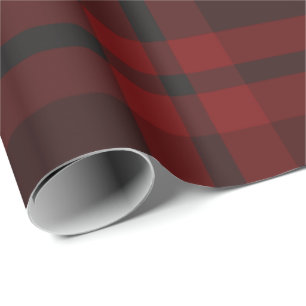 Cadeau Papier d'enveloppement à carreaux rouge foncé 