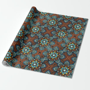 Cadeau Papier d'enveloppement à fleurs bleues