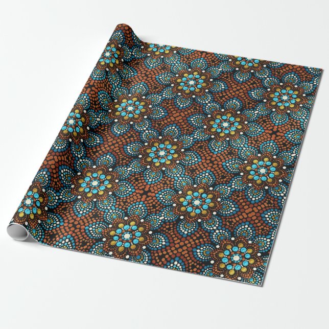 Cadeau Papier d'enveloppement à fleurs bleues (Déroulé)