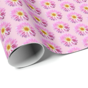Cadeau Papier d'enveloppement à fleurs rose Dahlia