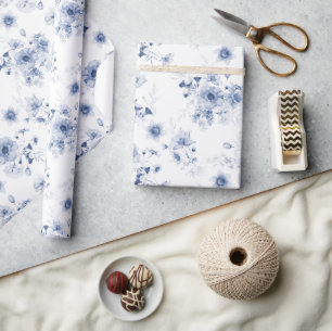 Cadeau Papier d'enveloppement à l'aquarelle bleu-bleu pou