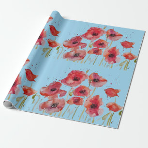 Cadeau Papier d'enveloppement à l'aquarelle du Red Poppy